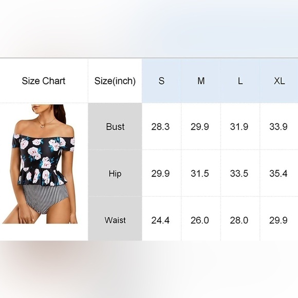 Women Peplum Bikini/Tankini High Waisted 2 Piece Set - Ferbia - Picture 12 of 12